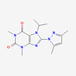 molecular formula C15H20N6O2 B2910265 8-(3,5-dimethyl-1H-pyrazol-1-yl)-7-isopropyl-1,3-dimethyl-1H-purine-2,6(3H,7H)-dione CAS No. 189689-50-7