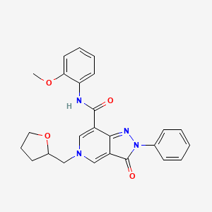 molecular formula C25H24N4O4 B2910301 N-(2-methoxyphenyl)-3-oxo-5-[(oxolan-2-yl)methyl]-2-phenyl-2H,3H,5H-pyrazolo[4,3-c]pyridine-7-carboxamide CAS No. 923107-47-5