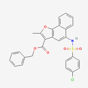 molecular formula C27H20ClNO5S B2910315 Benzyl 5-(4-chlorobenzenesulfonamido)-2-methylnaphtho[1,2-b]furan-3-carboxylate CAS No. 442553-94-8