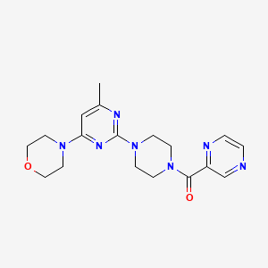 molecular formula C18H23N7O2 B2910316 (4-(4-Methyl-6-morpholinopyrimidin-2-yl)piperazin-1-yl)(pyrazin-2-yl)methanone CAS No. 1226445-98-2