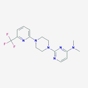 molecular formula C16H19F3N6 B2910322 N,N-dimethyl-2-{4-[6-(trifluoromethyl)pyridin-2-yl]piperazin-1-yl}pyrimidin-4-amine CAS No. 2415452-78-5