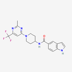 molecular formula C20H20F3N5O B2910356 N-(1-(2-methyl-6-(trifluoromethyl)pyrimidin-4-yl)piperidin-4-yl)-1H-indole-5-carboxamide CAS No. 2034407-21-9