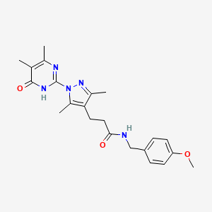 3-(1-(4,5-dimethyl-6-oxo-1,6-dihydropyrimidin-2-yl)-3,5-dimethyl-1H-pyrazol-4-yl)-N-(4-methoxybenzyl)propanamide