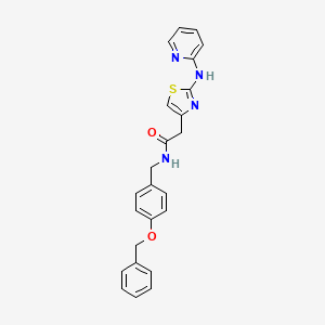 molecular formula C24H22N4O2S B2910374 N-(4-(benzyloxy)benzyl)-2-(2-(pyridin-2-ylamino)thiazol-4-yl)acetamide CAS No. 1226428-57-4