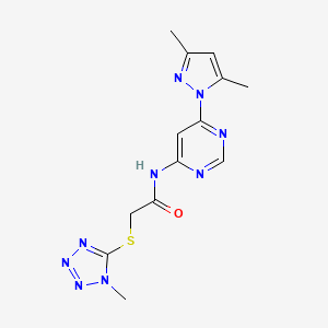 molecular formula C13H15N9OS B2910375 N-(6-(3,5-dimethyl-1H-pyrazol-1-yl)pyrimidin-4-yl)-2-((1-methyl-1H-tetrazol-5-yl)thio)acetamide CAS No. 1428372-90-0