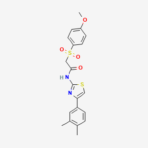 molecular formula C20H20N2O4S2 B2910388 N-(4-(3,4-dimethylphenyl)thiazol-2-yl)-2-((4-methoxyphenyl)sulfonyl)acetamide CAS No. 941901-62-8