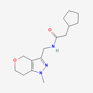 B2910401 2-cyclopentyl-N-((1-methyl-1,4,6,7-tetrahydropyrano[4,3-c]pyrazol-3-yl)methyl)acetamide CAS No. 1797680-78-4