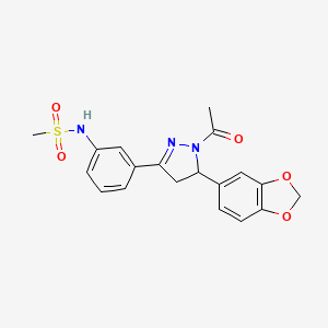 molecular formula C19H19N3O5S B2910416 N-{3-[1-acetyl-5-(2H-1,3-benzodioxol-5-yl)-4,5-dihydro-1H-pyrazol-3-yl]phenyl}methanesulfonamide CAS No. 797780-84-8