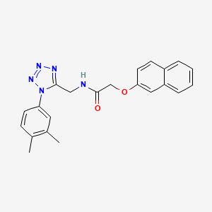 molecular formula C22H21N5O2 B2910442 N-((1-(3,4-dimethylphenyl)-1H-tetrazol-5-yl)methyl)-2-(naphthalen-2-yloxy)acetamide CAS No. 897622-51-4