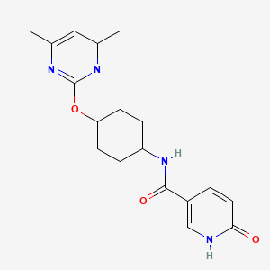 molecular formula C18H22N4O3 B2910465 N-((1r,4r)-4-((4,6-dimethylpyrimidin-2-yl)oxy)cyclohexyl)-6-oxo-1,6-dihydropyridine-3-carboxamide CAS No. 2034474-36-5