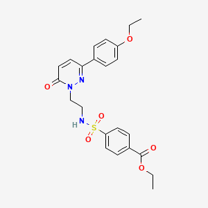 molecular formula C23H25N3O6S B2910501 ethyl 4-({2-[3-(4-ethoxyphenyl)-6-oxo-1,6-dihydropyridazin-1-yl]ethyl}sulfamoyl)benzoate CAS No. 921556-51-6