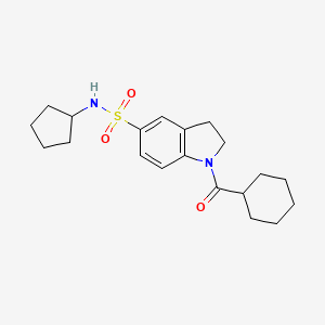 molecular formula C20H28N2O3S B2910509 Cyclohexyl 5-[(cyclopentylamino)sulfonyl]indolinyl ketone CAS No. 919241-93-3