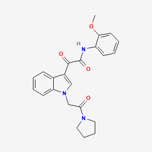 molecular formula C23H23N3O4 B2910522 N-(2-methoxyphenyl)-2-oxo-2-{1-[2-oxo-2-(pyrrolidin-1-yl)ethyl]-1H-indol-3-yl}acetamide CAS No. 872849-41-7