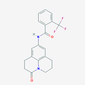 molecular formula C20H17F3N2O2 B2910529 N-(3-oxo-1,2,3,5,6,7-hexahydropyrido[3,2,1-ij]quinolin-9-yl)-2-(trifluoromethyl)benzamide CAS No. 898411-82-0