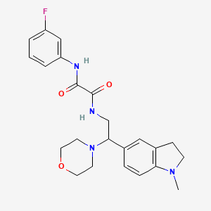 molecular formula C23H27FN4O3 B2910571 N1-(3-fluorophenyl)-N2-(2-(1-methylindolin-5-yl)-2-morpholinoethyl)oxalamide CAS No. 922015-10-9