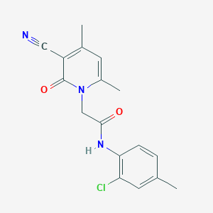 molecular formula C17H16ClN3O2 B2910575 N-(2-chloro-4-methylphenyl)-2-(3-cyano-4,6-dimethyl-2-oxo-1,2-dihydropyridin-1-yl)acetamide CAS No. 897772-98-4