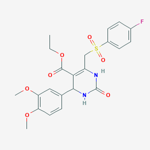 molecular formula C22H23FN2O7S B2910592 ethyl 4-(3,4-dimethoxyphenyl)-6-[(4-fluorobenzenesulfonyl)methyl]-2-oxo-1,2,3,4-tetrahydropyrimidine-5-carboxylate CAS No. 902583-15-7