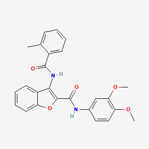 molecular formula C25H22N2O5 B2910604 N-(3,4-dimethoxyphenyl)-3-(2-methylbenzamido)benzofuran-2-carboxamide CAS No. 888448-50-8
