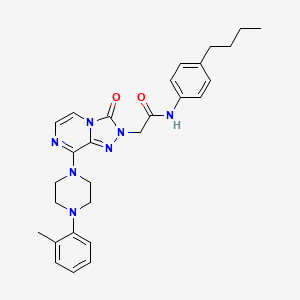 molecular formula C28H33N7O2 B2910610 N-(4-butylphenyl)-2-{8-[4-(2-methylphenyl)piperazin-1-yl]-3-oxo-2H,3H-[1,2,4]triazolo[4,3-a]pyrazin-2-yl}acetamide CAS No. 1251686-79-9
