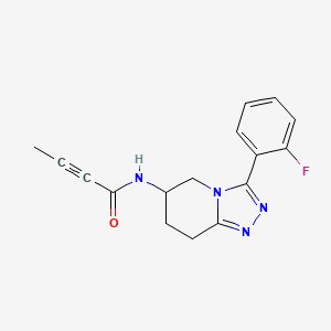 molecular formula C16H15FN4O B2910628 N-[3-(2-Fluorophenyl)-5,6,7,8-tetrahydro-[1,2,4]triazolo[4,3-a]pyridin-6-yl]but-2-ynamide CAS No. 2411255-68-8