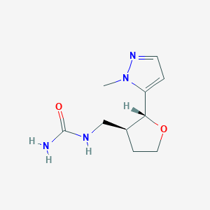 molecular formula C10H16N4O2 B2910639 rac-{[(2R,3S)-2-(1-methyl-1H-pyrazol-5-yl)oxolan-3-yl]methyl}urea,trans CAS No. 2408938-41-8