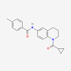 molecular formula C21H22N2O2 B2910679 N-(1-cyclopropanecarbonyl-1,2,3,4-tetrahydroquinolin-6-yl)-4-methylbenzamide CAS No. 899735-51-4