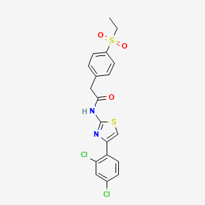 molecular formula C19H16Cl2N2O3S2 B2910692 N-[4-(2,4-dichlorophenyl)-1,3-thiazol-2-yl]-2-[4-(ethanesulfonyl)phenyl]acetamide CAS No. 919858-02-9