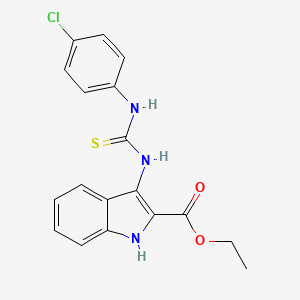 molecular formula C18H16ClN3O2S B2910698 ethyl 3-(3-(4-chlorophenyl)thioureido)-1H-indole-2-carboxylate CAS No. 160424-49-7