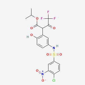 molecular formula C19H16ClF3N2O8S B2910702 propan-2-yl 2-[5-(4-chloro-3-nitrobenzenesulfonamido)-2-hydroxyphenyl]-4,4,4-trifluoro-3-oxobutanoate CAS No. 425403-42-5