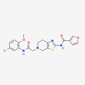 molecular formula C20H19ClN4O4S B2910741 N-(5-(2-((5-chloro-2-methoxyphenyl)amino)-2-oxoethyl)-4,5,6,7-tetrahydrothiazolo[5,4-c]pyridin-2-yl)furan-3-carboxamide CAS No. 1428355-31-0