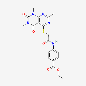molecular formula C20H21N5O5S B2910801 ethyl 4-[2-({2,6,8-trimethyl-5,7-dioxo-5H,6H,7H,8H-[1,3]diazino[4,5-d]pyrimidin-4-yl}sulfanyl)acetamido]benzoate CAS No. 852168-34-4