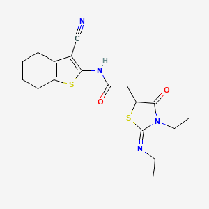 N-(3-Cyano-4,5,6,7-tetrahydro-benzo[b]thiophen-2-yl)-2-{3-ethyl-2-[(Z)-ethylimino]-4-oxo-thiazolidin-5-yl}-acetamide
