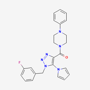 B2910839 (1-(3-fluorobenzyl)-5-(1H-pyrrol-1-yl)-1H-1,2,3-triazol-4-yl)(4-phenylpiperazin-1-yl)methanone CAS No. 1251566-31-0