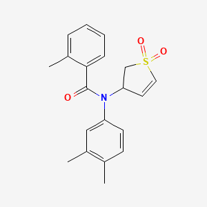 molecular formula C20H21NO3S B2910843 N-(3,4-Dimethylphenyl)-N-(1,1-dioxido-2,3-dihydro-3-thiophenyl)-2-methylbenzamide CAS No. 863021-71-0