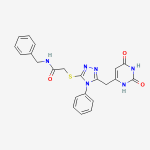 molecular formula C22H20N6O3S B2910863 N-benzyl-2-((5-((2,6-dioxo-1,2,3,6-tetrahydropyrimidin-4-yl)methyl)-4-phenyl-4H-1,2,4-triazol-3-yl)thio)acetamide CAS No. 852046-94-7