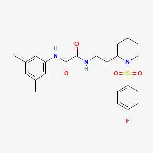 molecular formula C23H28FN3O4S B2910879 N'-(3,5-dimethylphenyl)-N-{2-[1-(4-fluorobenzenesulfonyl)piperidin-2-yl]ethyl}ethanediamide CAS No. 898449-95-1