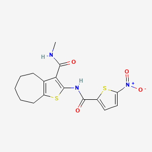 molecular formula C16H17N3O4S2 B2910900 N-[3-(methylcarbamoyl)-4H,5H,6H,7H,8H-cyclohepta[b]thiophen-2-yl]-5-nitrothiophene-2-carboxamide CAS No. 868965-76-8