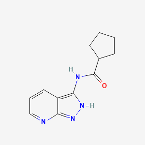 molecular formula C12H14N4O B2910914 N-(1H-Pyrazolo[3,4-b]pyridin-3-yl)cyclopentanecarboxamide CAS No. 1789536-63-5
