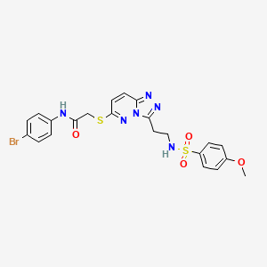 molecular formula C22H21BrN6O4S2 B2910918 N-(4-BROMOPHENYL)-2-({3-[2-(4-METHOXYBENZENESULFONAMIDO)ETHYL]-[1,2,4]TRIAZOLO[4,3-B]PYRIDAZIN-6-YL}SULFANYL)ACETAMIDE CAS No. 873001-79-7