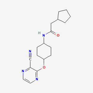 molecular formula C18H24N4O2 B2910923 2-cyclopentyl-N-[(1r,4r)-4-[(3-cyanopyrazin-2-yl)oxy]cyclohexyl]acetamide CAS No. 2034317-23-0