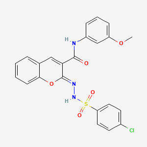(2Z)-2-[(4-chlorophenyl)sulfonylhydrazinylidene]-N-(3-methoxyphenyl)chromene-3-carboxamide