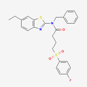 molecular formula C26H25FN2O3S2 B2910942 N-benzyl-N-(6-ethyl-1,3-benzothiazol-2-yl)-4-(4-fluorobenzenesulfonyl)butanamide CAS No. 922970-41-0