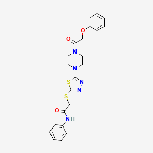 N-phenyl-2-((5-(4-(2-(o-tolyloxy)acetyl)piperazin-1-yl)-1,3,4-thiadiazol-2-yl)thio)acetamide
