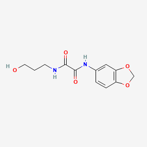 molecular formula C12H14N2O5 B2910970 N1-(benzo[d][1,3]dioxol-5-yl)-N2-(3-hydroxypropyl)oxalamide CAS No. 433252-94-9