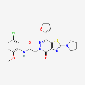 molecular formula C22H20ClN5O4S B2910975 N-(5-chloro-2-methoxyphenyl)-2-(7-(furan-2-yl)-4-oxo-2-(pyrrolidin-1-yl)thiazolo[4,5-d]pyridazin-5(4H)-yl)acetamide CAS No. 1105207-91-7