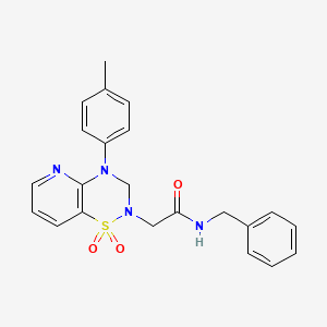 molecular formula C22H22N4O3S B2911015 N-benzyl-2-(1,1-dioxido-4-(p-tolyl)-3,4-dihydro-2H-pyrido[2,3-e][1,2,4]thiadiazin-2-yl)acetamide CAS No. 1251545-61-5