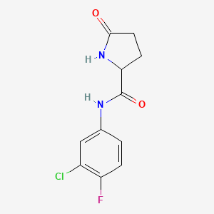 molecular formula C11H10ClFN2O2 B2911041 N-(3-chloro-4-fluorophenyl)-5-oxoprolinamide CAS No. 1048971-76-1