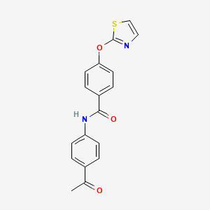 molecular formula C18H14N2O3S B2911057 N-(4-acetylphenyl)-4-(1,3-thiazol-2-yloxy)benzamide CAS No. 2034373-72-1