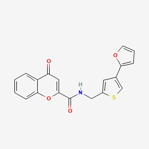 molecular formula C19H13NO4S B2911072 N-{[4-(furan-2-yl)thiophen-2-yl]methyl}-4-oxo-4H-chromene-2-carboxamide CAS No. 2379972-91-3