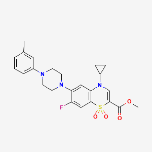 molecular formula C24H26FN3O4S B2911074 methyl 4-cyclopropyl-7-fluoro-6-(4-(m-tolyl)piperazin-1-yl)-4H-benzo[b][1,4]thiazine-2-carboxylate 1,1-dioxide CAS No. 1115924-79-2